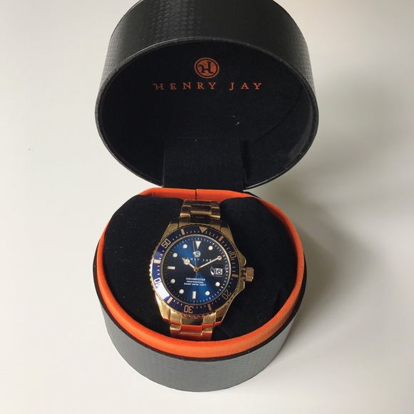 NWT 23k Gold Plated $1195 Henry Aquamaster Watch - Picture 3 of 3